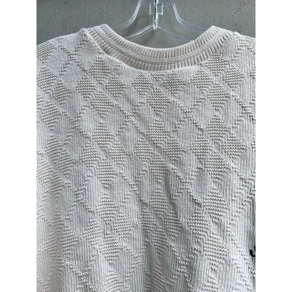 Vintage Knightsbridges Cream Crewneck Golf Sweater Cotton Made in USA Size XL
